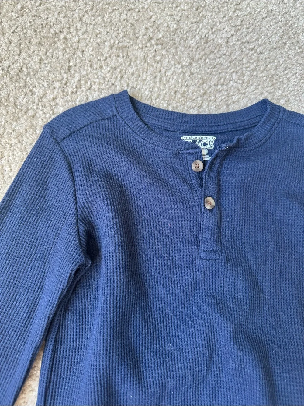 The Children’s Place Boys 3T Thermal Henley Shirts Navy Cream 2-Pack